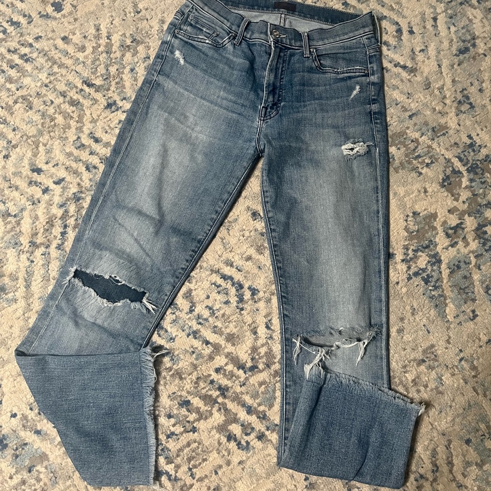 MOTHER Distressed Blue Jeans